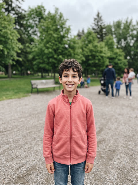 Example photo: boy at a park on a cloudy day